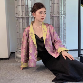 预定|盛唐牡丹 真丝提花两面穿上衣外套 .潮快闪[福利品]