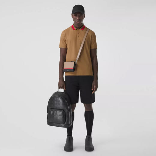 BURBERRY 巴宝莉 男士徽标细节棉质珠地布短袖 Polo 衫 驼色 8051236 A1420 商品图3