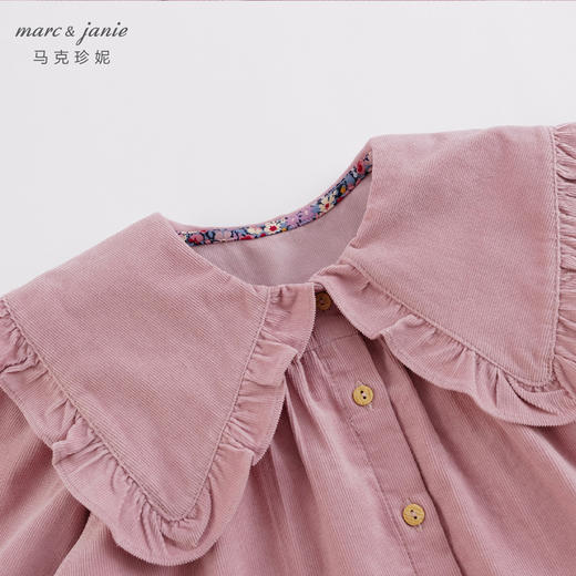 马克珍妮秋装新款 女童花边大翻领灯芯绒衬衫221568 商品图3