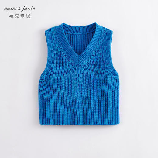 马克珍妮秋装新款 男女童棉羊毛V领针织马甲221505 商品图2