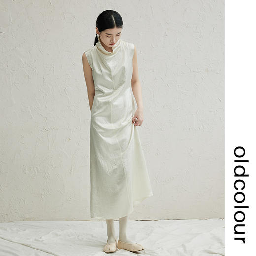 oldcolour白色简约连衣裙2022秋季新款法式气质高级感无袖长裙女 商品图3