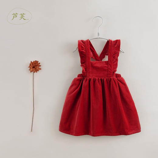 【马克珍妮 芦芙】秋装新款 女童法式花边纯棉背带裙221606 商品图0