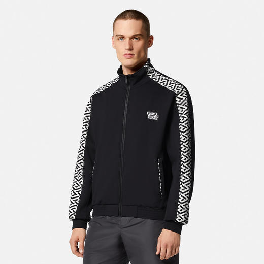 VERSACE 范思哲 男士尼龙 Greca Signature 印花长袖运动外套 黑色 1002100 1A01623 2W020 商品图1