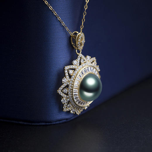 优选丨奥利维拉OLIVEIRA   大溪地黑珍珠吊坠S925银项链   珍珠直径10-11mm 商品图11