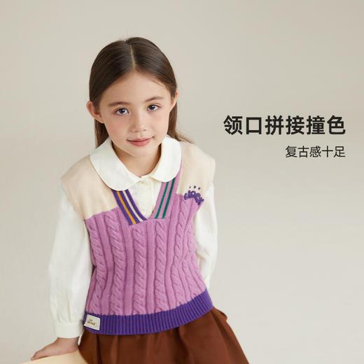 【100元任选5件】【复古学院风 叠穿不压身 】学院派针织马甲PQMY22004 商品图2