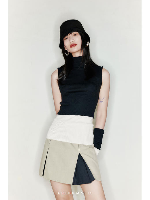 【罗塔】细缝撞色拼接小A字半裙/2200020B 商品图3