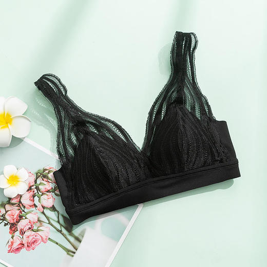 法式真丝文胸无钢圈，蕾丝性感小胸桑蚕丝内衣TG02S100 商品图6