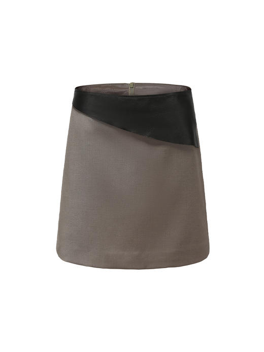 【划破长夜】天然羊毛混织马海毛拼接羊皮革短裙/2200021B 商品图4