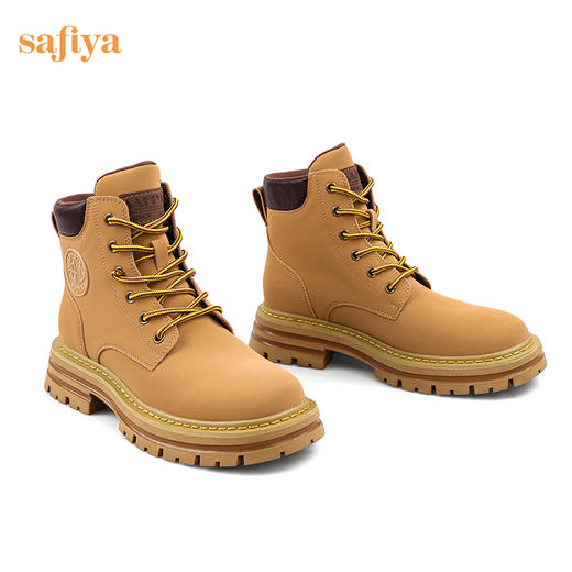 【新春秒杀】Safiya/索菲娅 马丁靴（有加绒款）女英伦风系带高帮2022冬季厚底大黄靴女 SF24116182 商品图10