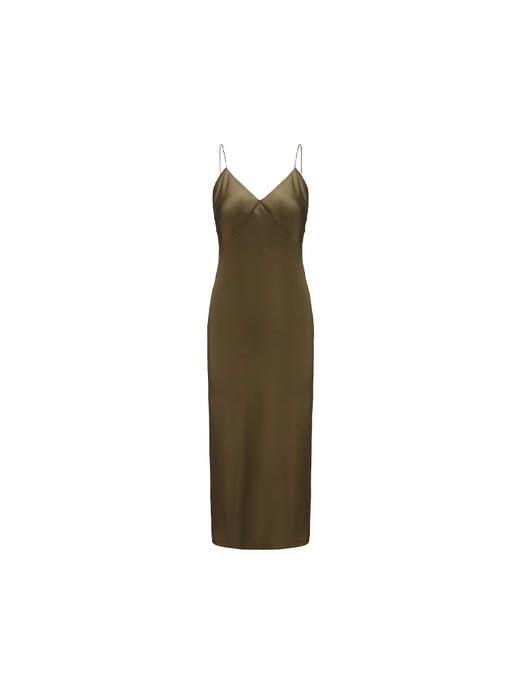 【日光】光泽感露背吊带过膝斜裁连衣裙/22000034B 商品图4