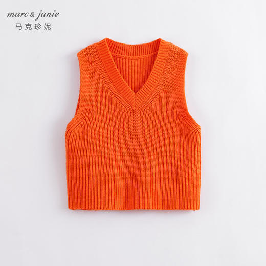 马克珍妮秋装新款 男女童棉羊毛V领针织马甲221505 商品图1