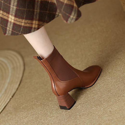 优雅百搭，新款粗跟飞织靴LD-6127 商品图6