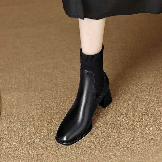 优雅百搭，新款粗跟飞织靴LD-6127 商品图9