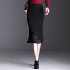 气质优雅，秋冬款纯色针织拼接蕾丝修身包臀半身裙MYX-20108 商品缩略图0