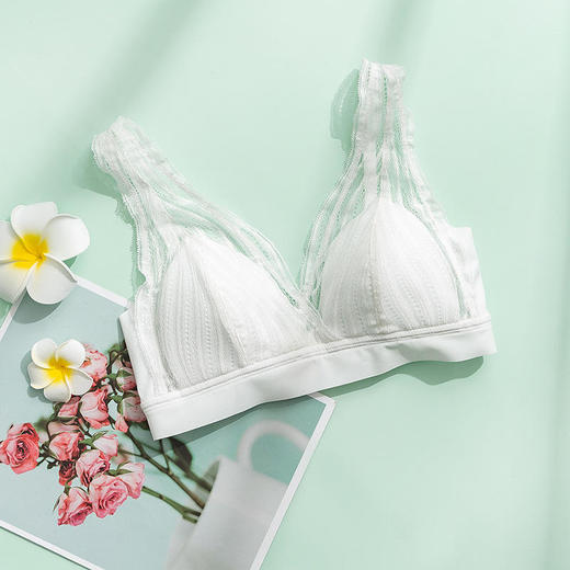 法式真丝文胸无钢圈，蕾丝性感小胸桑蚕丝内衣TG02S100 商品图5