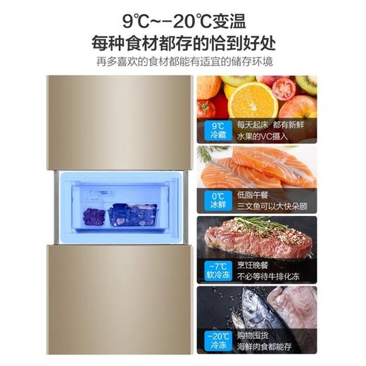 统帅（Leader）海尔出品218L三门冰箱 风冷无霜 家用电冰箱 一级变频节能BCD-218WLDPPU1 商品图2