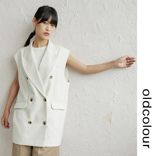 oldcolour高级感翻领西装马夹2022秋新款立体剪裁无袖气质外套女 商品图2