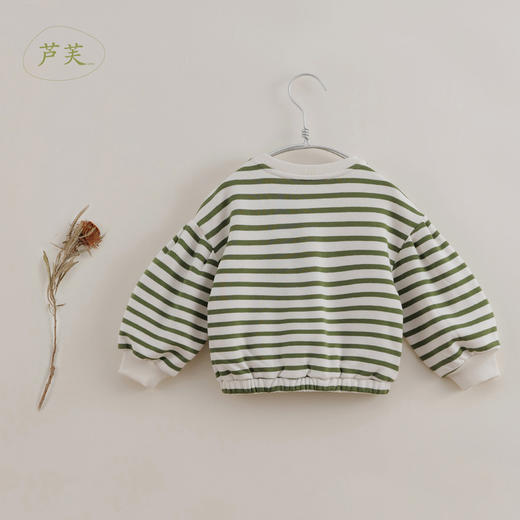 【马克珍妮 芦芙】秋装新款 女童简约条纹宽松纯棉卫衣221101 商品图2