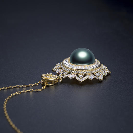 优选丨奥利维拉OLIVEIRA   大溪地黑珍珠吊坠S925银项链   珍珠直径10-11mm 商品图10