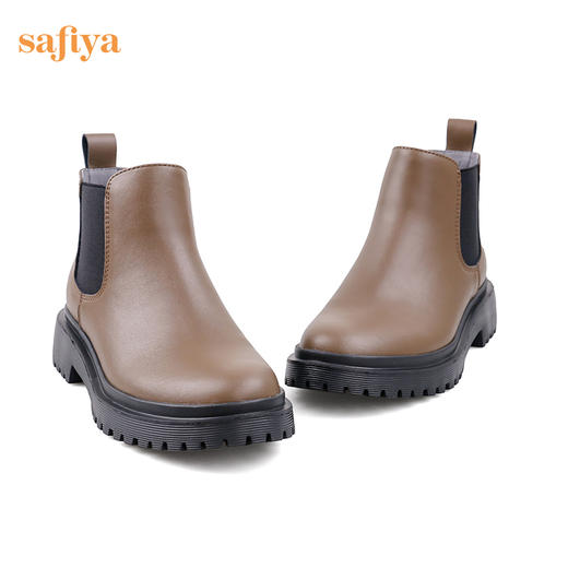 【春节不打烊】Safiya/索菲娅黑色靴子2022年秋冬新款切尔西中跟厚底真皮短靴女 SF24116037 商品图10