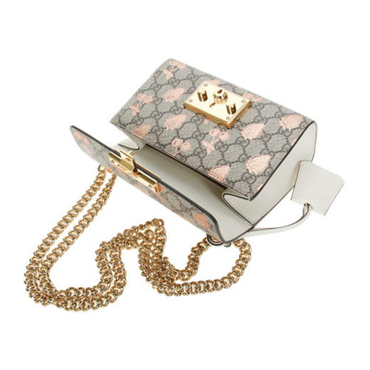 GUCCI 古驰 女士 GG Supreme 帆布 Padlock系列 挂锁小号浆果印花斜挎单肩包 混色 409487 UM6AG 8295 商品图3