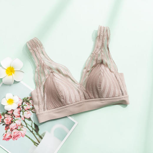 法式真丝文胸无钢圈，蕾丝性感小胸桑蚕丝内衣TG02S100 商品图7
