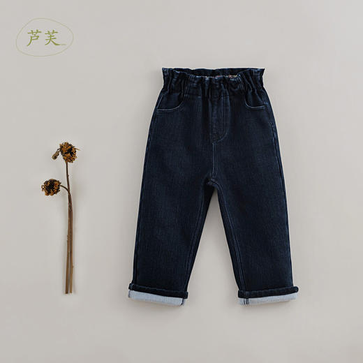 【马克珍妮 芦芙】秋装新款 女童花边腰牛仔萝卜裤221611 商品图0