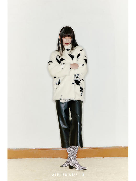 【夜半】天然绵羊皮革直切毛边设计直筒皮裤/2200027 商品图3