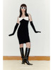 【缪斯】可拆卸吊带抹胸两穿丝绒拼色修身连衣裙/22000043 商品缩略图1