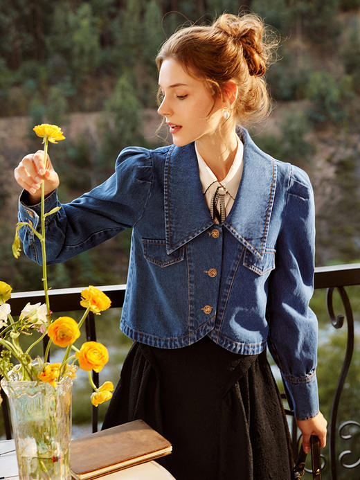 欧芮儿牛仔短外套女春季2022新款宽松显瘦气质复古法式优雅上衣 商品图1