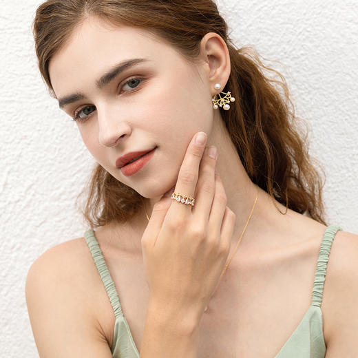 Manreya玛芮雅「女王的殿堂-华丽加冕」浪漫皇冠淡水珍珠耳环 商品图1