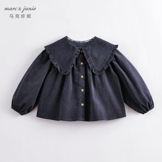 马克珍妮秋装新款 女童花边大翻领灯芯绒衬衫221568 商品图1