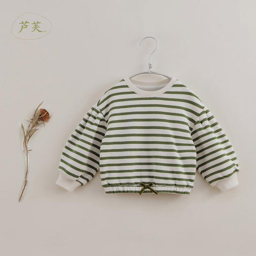 【马克珍妮 芦芙】秋装新款 女童简约条纹宽松纯棉卫衣221101 商品图1