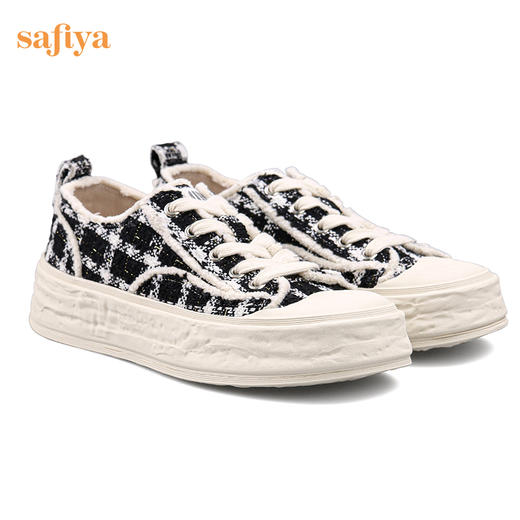 Safiya/索菲娅休闲鞋女2022秋季新品厚底学生蕾丝小香风百搭帆布鞋 SF23112190 商品图6