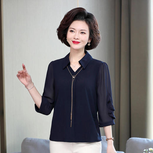 YCE A717-2105雪纺小衫衬衫40岁50洋气秋装 商品图1