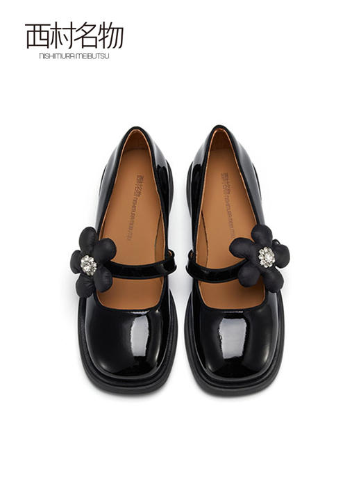 西村名物甜美玛丽珍鞋女低跟一脚蹬皮单鞋2022秋新商场同款36881 商品图3