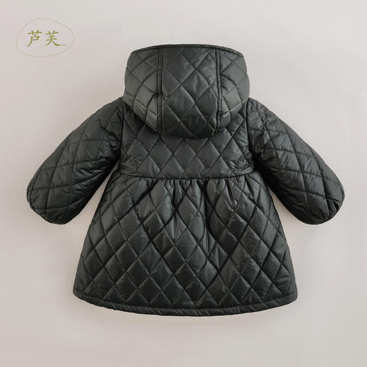 【马克珍妮 芦芙】秋装新款 菱形格灯笼袖连帽棉衣外套221662 商品图2