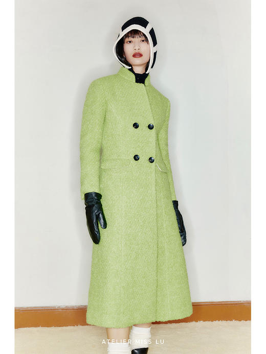 【绿野仙踪】天然绵羊毛圈圈绒立裁收腰长款大衣/22000007 商品图2