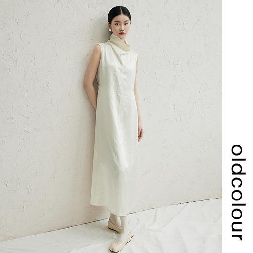 oldcolour白色简约连衣裙2022秋季新款法式气质高级感无袖长裙女 商品图0