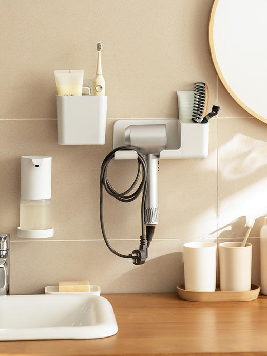 懒角落吹风机置物架免打孔厕所浴室挂架风筒壁挂支架简约卫生间 商品图4