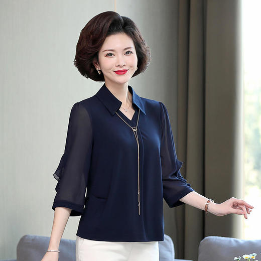 YCE A717-2105雪纺小衫衬衫40岁50洋气秋装 商品图0
