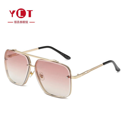 YCT2731新款新款潮流时尚方框钻石切边双梁太阳镜 商品图3