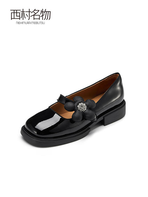 西村名物甜美玛丽珍鞋女低跟一脚蹬皮单鞋2022秋新商场同款36881 商品图1