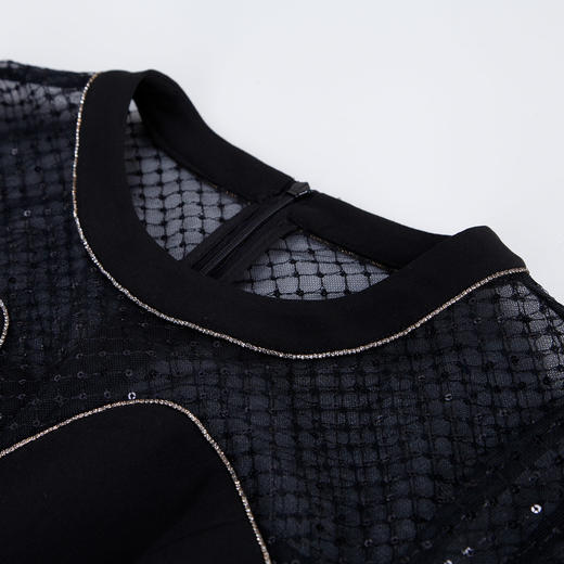 QF87B斯尔丽瑟俪2022年秋季上新款网纱蕾丝拼接小心机半通透A版连衣裙 商品图3