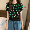 夏款2022年韩版洋气复古设计感小众花朵提花薄款针织衫短款上衣女 商品缩略图3