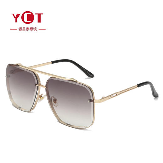 YCT2731新款新款潮流时尚方框钻石切边双梁太阳镜 商品图1