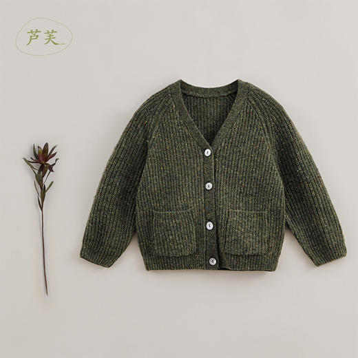 【马克珍妮 芦芙】秋装新款 女童绵羊毛V领针织开衫221637 商品图1