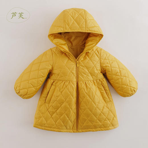 【马克珍妮 芦芙】秋装新款 菱形格灯笼袖连帽棉衣外套221662 商品图0