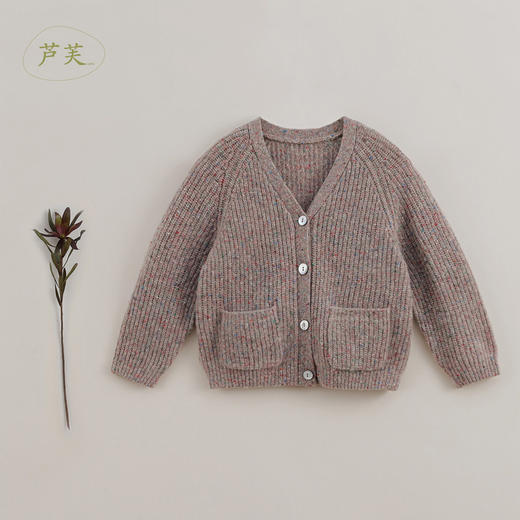 【马克珍妮 芦芙】秋装新款 女童绵羊毛V领针织开衫221637 商品图0