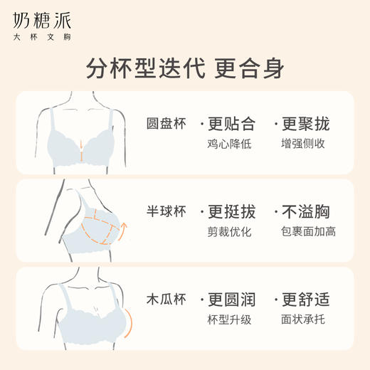 【会员积分兑换】奶糖派大杯文胸倾心分胸型4.0文胸自然承托防下垂简约大胸内衣 商品图1
